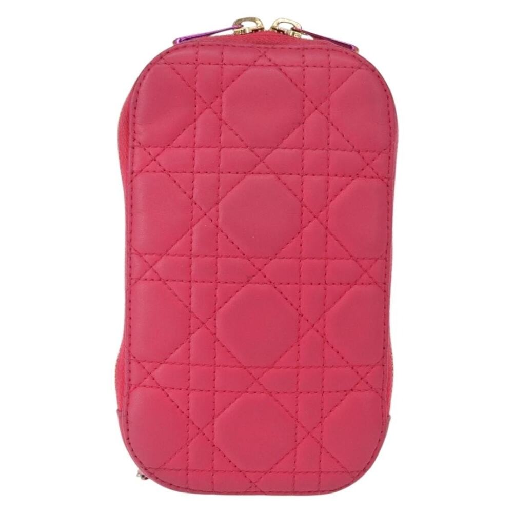 Dior Cannage Phone Chain Shoulder Pouch Pink